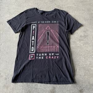 Panic At The Disco Shirt Womens M Medium Black Short Sleeve Turn Up the Crazy